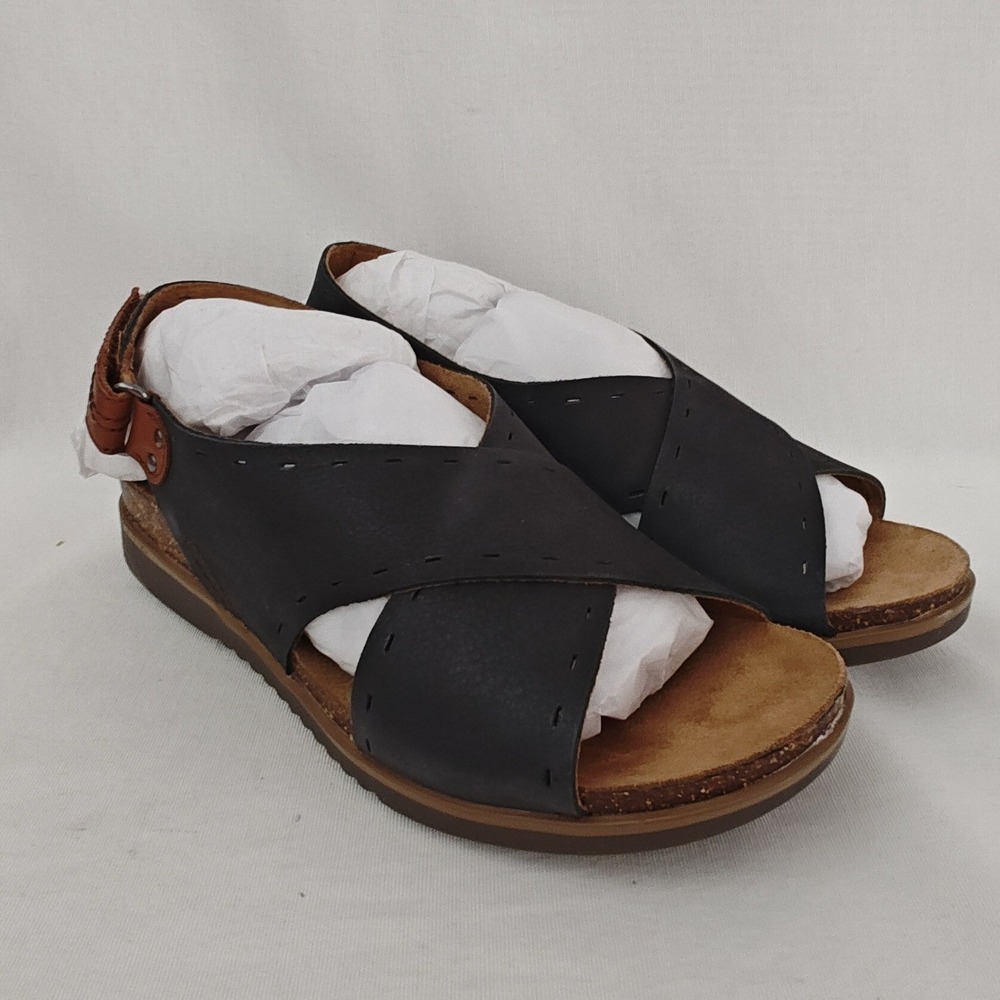 COBB HILL MAY‎ SLINGBACK Sandal Black Brown Leather CI7771 Comfort Cork 7 New